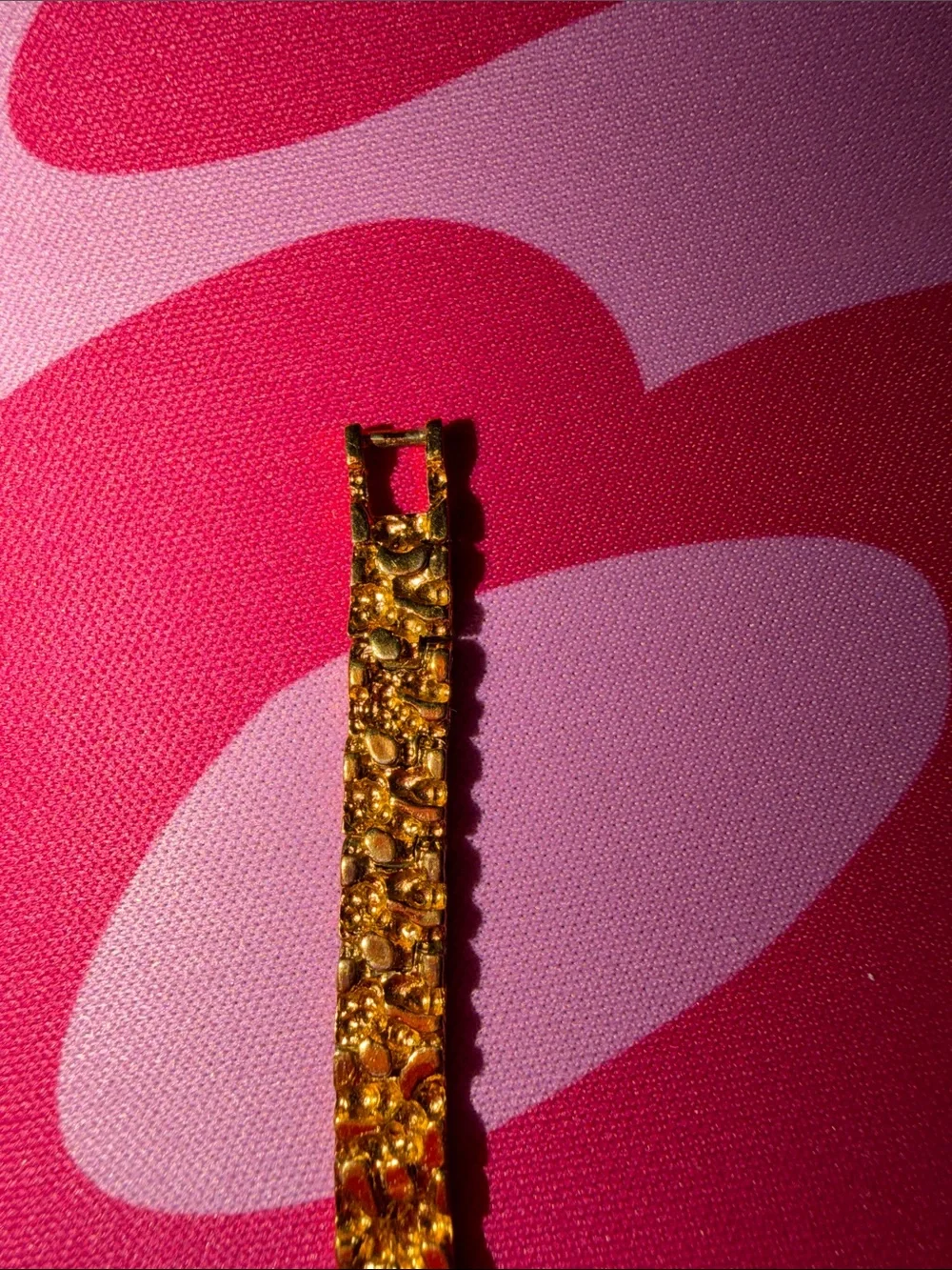 Vintage Elgin Ladies Goldtone Nugget Diamond Accent Quartz Watch GUC 6.5” long